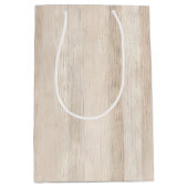 Rustieke nep crèmekleurige houten bruiloft medium cadeauzakje (Voorkant)