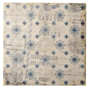 Rustieke Neutral Blauw Papier Print Keramische Teg Tegeltje