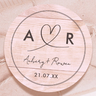 Rustieke Neutral Boho Blush Wood Look Schattige He Ronde Sticker