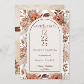 Rustieke Neutral Boho Floral Save The Dates Kaart (Voorkant / Achterkant)