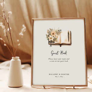 Rustieke  Neutral Wedding Guest Book Sign Poster