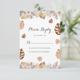 Rustieke Neutrale Boho Bruiloft RSVP Kaartje