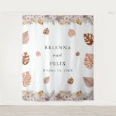 Rustieke Neutrale Boho Bruiloft Wandkleed (Voorkant)