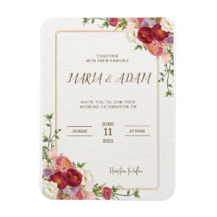 Rustieke Neutrale Boho Floral bruiloft uitnodiging Magneet