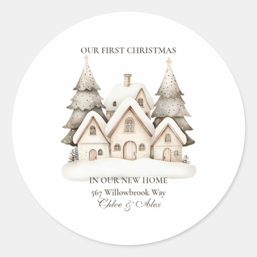 Rustieke neutrale kerst ronde sticker (Voorkant)