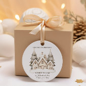 Rustieke neutrale kerst ronde sticker