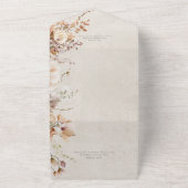 Rustieke neutrale lichtbruine roze en perzik bloem all in one uitnodiging (Buitenkant)