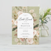 Rustieke Neutrale Tan Groene Bloemenboog Bruidsbru Kaart (Staand voorkant)