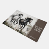 Rustieke Neutrale Waterverf Running Horses Custom Deurmat (Schuin)