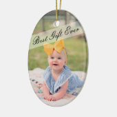 Rustieke nieuwe grootouders 1e kerstfoto keramisch ornament (Links)