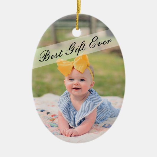 Rustieke nieuwe grootouders 1e kerstfoto keramisch ornament (Voorkant)