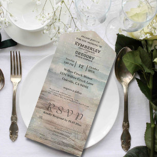 Rustieke Ocean Beach Abstract Landschap Minimalist All In One Uitnodiging