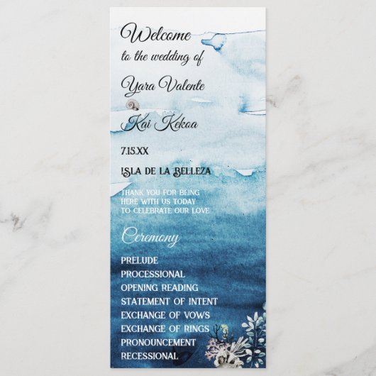 Rustieke Ocean Bridal Party Flat Programma (Voorkant)