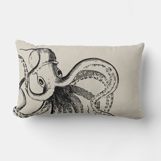 Rustieke  Octopus Illustratie Kussen (Voorkant)