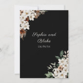 Rustieke Off-white Bloemen Boho Zwarte Trouw Kaart (Achterkant)