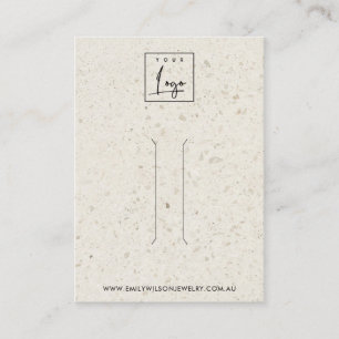 RUSTIEKE OFF WITTE TERRAZZO HAARCLIP DISPLAY KAART VISITEKAARTJE