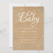 Rustieke Oh Baby Liefde Harten Koppel Baby Jongen Kaart (Voorkant)