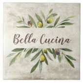 Rustieke olijf & takken Bella Cucina Brown Tegeltje (Voorkant)
