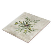 Rustieke olijf & takken bloesems tegeltje (Zijkant)