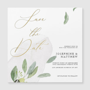 Rustieke Olijftak Chic Calligrafie Save The Date Magnetische Uitnodiging