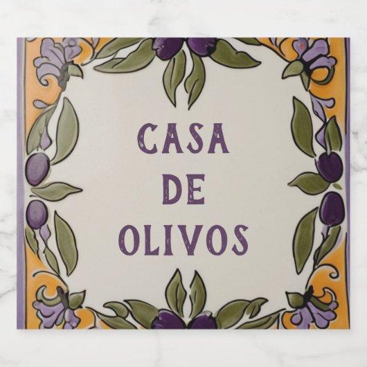 Rustieke olijven Custom Text Olijfolie Likeurfles Etiket (Enkel label)