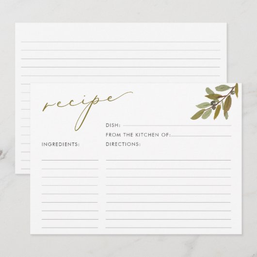 Rustieke Olijven Script Vrijgezellenfeest Recept K Kaart (Voorkant / Achterkant)