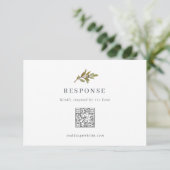 Rustieke Olive Branch Wedding QR Code RSVP Card Kaartje (Staand voorkant)