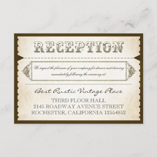 rustieke ontvangstkaarten - Tickets Informatiekaartje (Voorkant)