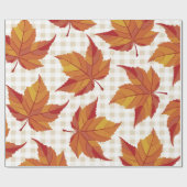 Rustieke oogst herfstbladeren & geruite cadeaupapier (Vlak)