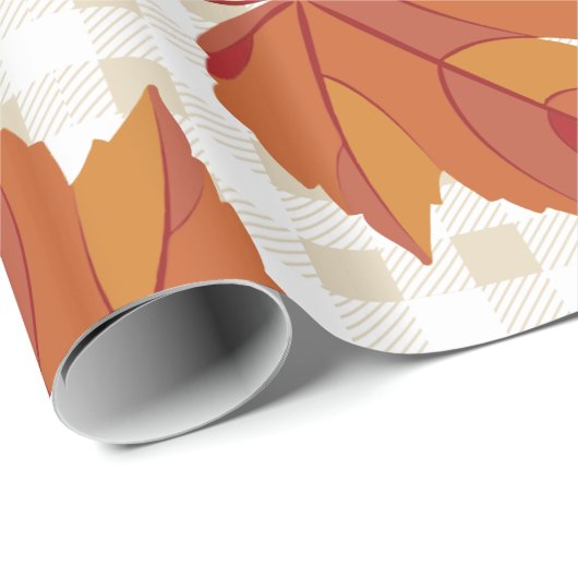 Rustieke oogst herfstbladeren & geruite cadeaupapier (Rol Hoek)