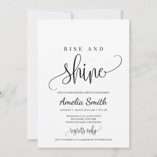 Rustieke opkomst en glans bruiloft brunch kaart (Voorkant)