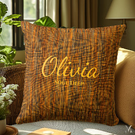 Rustieke Oranje denim textuur | Aangepaste home de Kussen