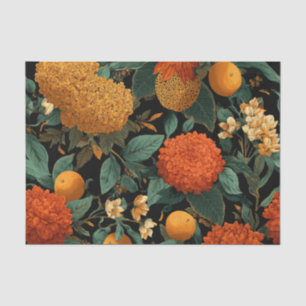 Rustieke Oranje Groene Krachtige Vintage Boho Bloe Tissuepapier