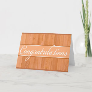 Rustieke oranje houten felicitatiekaart kaart