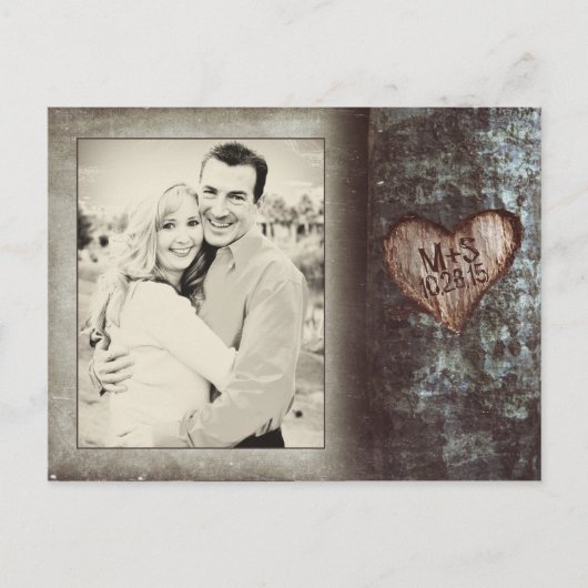 rustieke oude boom FOTO bewaar de datum briefkaart (Voorkant)