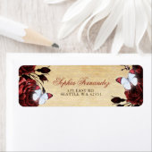 Rustieke Oude Rode Rozen Bloemvlinder  Etiket (Insitu)