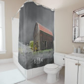 Rustieke Oude Schuur Boerderij Custom Monogram Douchegordijn (In situ)