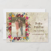  rustieke oude truck trendy foto bruiloft kaart (Achterkant)