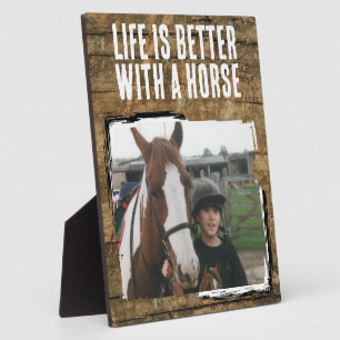 Rustieke paardenliefhebber 1 foto bruin wit fotoplaat