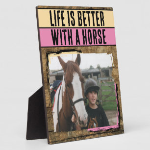 Rustieke paardenliefhebber 1 foto perzik roze fotoplaat