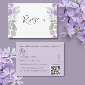 Rustieke Paarse Bloemen Eucalyptus Bruiloft RSVP