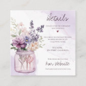 Rustieke paarse bloemen in Mason Jar bruiloft deta Informatiekaartje (Voorkant)