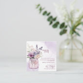 Rustieke Paarse Bloemen Mason Jar Wedding Details Informatiekaartje (Staand voorkant)