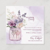 Rustieke Paarse Bloemen Mason Jar Wedding Details Informatiekaartje (Voorkant)