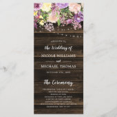 Rustieke Paarse Bloemen String Lights Bruiloft Programma (Voorkant)