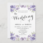 Rustieke Paarse bloemeneucalyptus bruiloft Kaart (Voorkant)