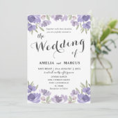 Rustieke Paarse bloemeneucalyptus bruiloft Kaart (Staand voorkant)