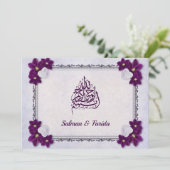  rustieke Paarse bloemenislamitische bruiloft Kaart (Staand voorkant)