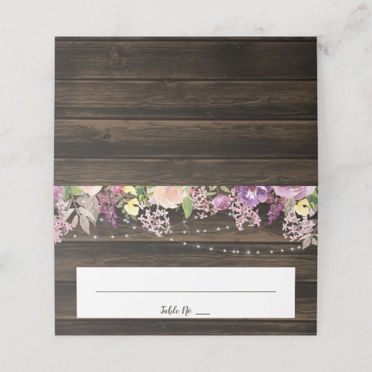 Rustieke Paarse bloemenstring lampjes bruiloft gev (Buitenkant ongevouwen)