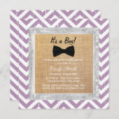 Rustieke Paarse Chevron Bow Stropdas Boy Baby show Kaart (Voorkant / Achterkant)